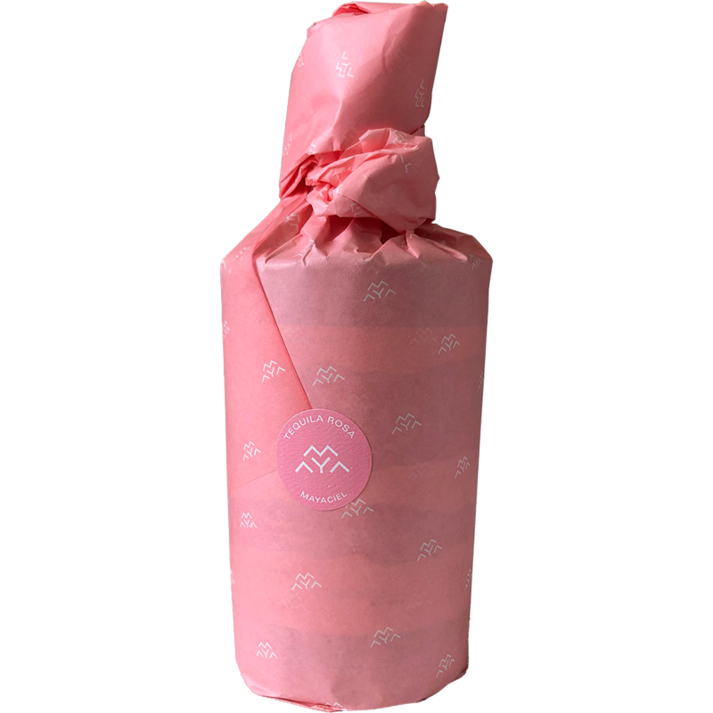 Mayaciel Tequila Rosa indpakket i smukt rosa papir